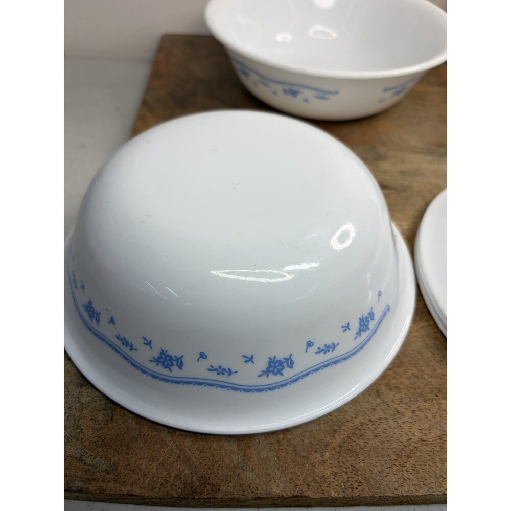 Corelle MORNING BLUE Saucer Plates 6.25” Blue Floral Set of 8 + 2 Bowls Nice! - Picture 5 of 7
